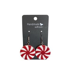 Handmade Red and White Swirl Peppermint Earrings